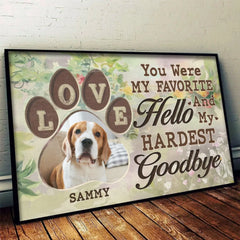 Custom Photo Leaving Pawprints On Our Hearts - Memorial Personalized Custom Horizontal Poster - Sympathy Gift For Pet Owners. Pet Lovers
