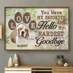 Custom Photo Leaving Pawprints On Our Hearts - Memorial Personalized Custom Horizontal Poster - Sympathy Gift For Pet Owners. Pet Lovers