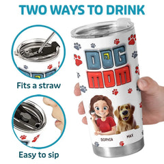 Dog Kisses And Coffee Sips - Dog Personalized Custom 3D Inflated Effect Printed Tumbler - Gift For Pet Owners. Pet Lovers