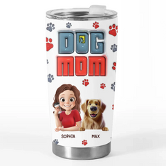 Dog Kisses And Coffee Sips - Dog Personalized Custom 3D Inflated Effect Printed Tumbler - Gift For Pet Owners. Pet Lovers