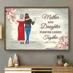 Linked By Love. Strengthened By Time - Family Personalized Custom Horizontal Poster - Mother's Day. Gift For Mom. Daughter