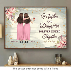 Linked By Love. Strengthened By Time - Family Personalized Custom Horizontal Poster - Mother's Day. Gift For Mom. Daughter