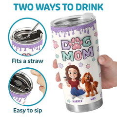 Dog Mom. Happy Life - Dog Personalized Custom 3D Inflated Effect Printed Tumbler - Gift For Pet Owners. Pet Lovers