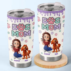 Dog Mom. Happy Life - Dog Personalized Custom 3D Inflated Effect Printed Tumbler - Gift For Pet Owners. Pet Lovers