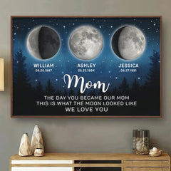 Mom. You Shine As Bright As The Moon - Family Personalized Custom Horizontal Poster - Mother's Day. Gift For Mom. Grandma