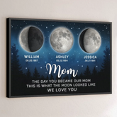Mom. You Shine As Bright As The Moon - Family Personalized Custom Horizontal Poster - Mother's Day. Gift For Mom. Grandma