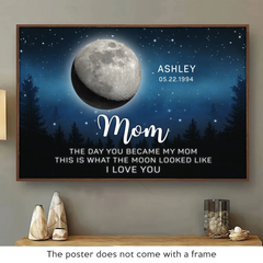 Mom. You Shine As Bright As The Moon - Family Personalized Custom Horizontal Poster - Mother's Day. Gift For Mom. Grandma