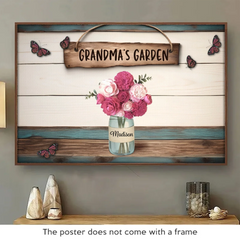 The Garden Of Her Heart - Family Personalized Custom Horizontal Poster - Mother's Day. Gift For Mom. Grandma