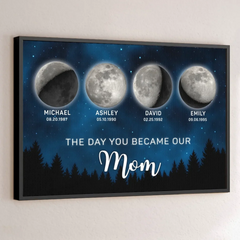 The Moon Glowed Brighter The Day You Became Mom - Family Personalized Custom Horizontal Poster - Mother's Day. Gift For Mom. Grandma