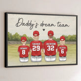 Daddy's Dream Team - Family Personalized Custom Horizontal Poster - Father's Day. Gift For Dad. Sport Lovers. Sport Players