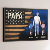 Held By Your Hands. Guided By Your Heart - Family Personalized Custom Horizontal Poster - Father's Day. Gift For Dad. Grandpa