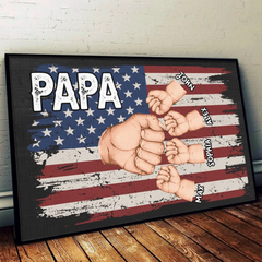Papa & Crew. Always United - Family Personalized Custom Horizontal Poster - Father's Day. Gift For Dad. Grandpa