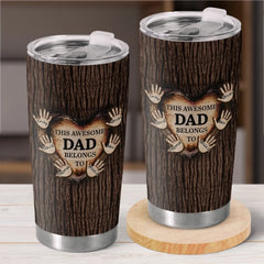 Loved By The Littlest Hands - Family Personalized Custom Tumbler - Father's Day. Gift For Dad. Grandpa