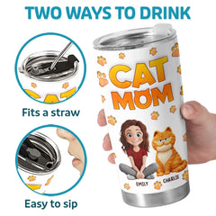 Custom 3D Inflated Effect Printed Tumbler - Personalized Birthday Gifts For Cat Lovers. Cat Mom And Dad - Cat Hair Is My Glitter