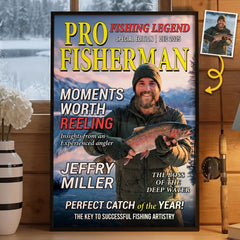Custom Photo Magazine Vertical Poster - Personalized Christmas Birthday Fishing Gifts For Fisherman - The Legend Reels On