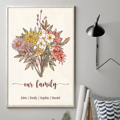 Custom Horizontal Poster - Personalized Birthday Gifts For Mom. Grandma. Family - Bloom With Love
