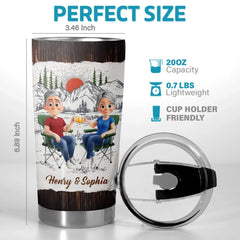 Custom Tumbler - Personalized Birthday Camping Gifts For Campers. Husband And Wife. Him And Her - Two Hearts One Campsite