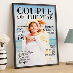 Custom Photo Vertical Poster - Personalized Anniversary Wedding Gifts For Husband And Wife. Him And Her - Side By Side Feels Safe
