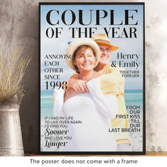Custom Photo Vertical Poster - Personalized Anniversary Wedding Gifts For Husband And Wife. Him And Her - Side By Side Feels Safe