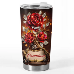 Custom Rose Tumbler - Personalized Mother's Day Birthday Gifts For Mom. Grandma - Generations Of Grace