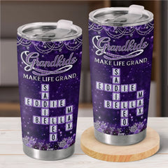 Custom Scrabble Tumbler - Personalized Mother's Day Birthday Gifts For Mom. Grandma - Powered By Love And Coffee