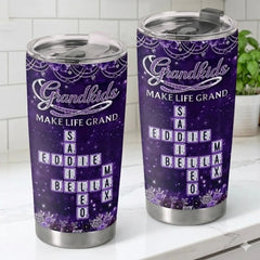 Custom Scrabble Tumbler - Personalized Mother's Day Birthday Gifts For Mom. Grandma - Powered By Love And Coffee