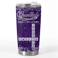 Custom Scrabble Tumbler - Personalized Mother's Day Birthday Gifts For Mom. Grandma - Powered By Love And Coffee