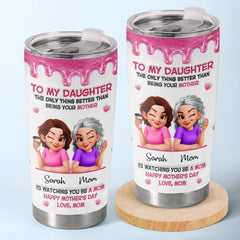 Custom 3D Inflated Effect Printed Tumbler - Personalized Mother's Day Gifts For Daughter - Forever Proud To Be Your Mom