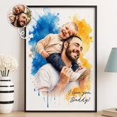 Custom Photo Vertical Poster - Personalized Father's Day Birthday Gifts For Dad. Grandpa - Dad Makes The World Brighter