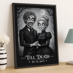 Custom Photo Vertical Poster - Personalized Halloween Anniversary Wedding Gifts For Husband And Wife. Him And Her - Shadows Of Endless Love