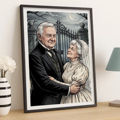 Custom Photo Gothic Vertical Poster - Personalized Halloween Anniversary Wedding Gifts For Husband And Wife. Him And Her - Our Gothic Portrait