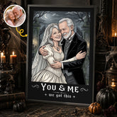 Custom Photo Gothic Vertical Poster - Personalized Halloween Anniversary Wedding Gifts For Husband And Wife. Him And Her - Hauntingly Sweet Love
