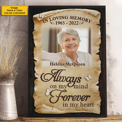 You're Forever In My Heart & I Will Never Forget You - Upload Image. Personalized Vertical Poster