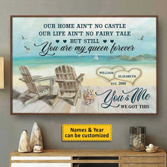 Our Home Ain't No Castle - Personalized Horizontal Poster - Gift For Couples. Husband Wife