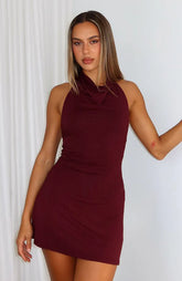 Eternal Glow Mini Dress Burgundy