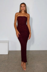 Mad Love Strapless Maxi Dress Burgundy