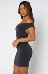 Never Surrender Strapless Mini Dress Charcoal