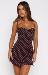 In The Back Of My Mind Mini Dress Burgundy/Cream Stripe