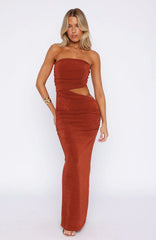 Sun And Stars Strapless Maxi Dress Rust