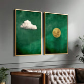 Emerald Cloud and Moon Set of 2 Prints