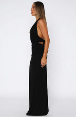 Say What You Feel Halter Maxi Dress Black