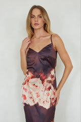 Jenny Satin Floral Maxi Dress