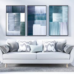 Patchwork Blue Set of 3 Prints
