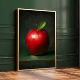 Red Apple with Leaf Print