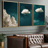 Teal Clouds Set of 3 Prints