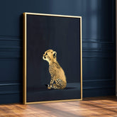 Yellow Cheetah Cub on Blue Print