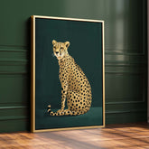 Yellow Cheetah on Green No2 Print