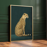 Yellow Cheetah on Green Print