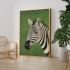 Zebra on Green Print