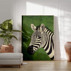 Zebra on Green Print